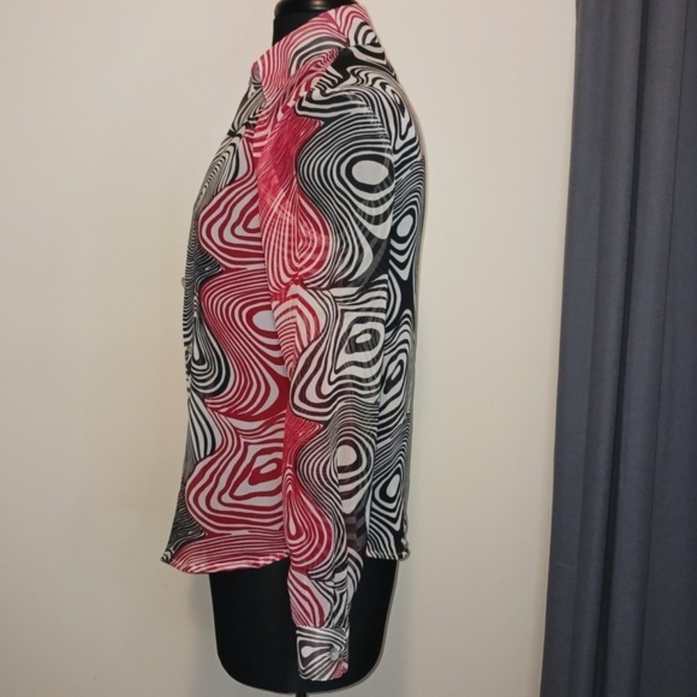 Vintage NICOLA PETITE Sheer Swirl Print Long Sleeve Blouse & Tank Top Shirt PP - Picture 4 of 11